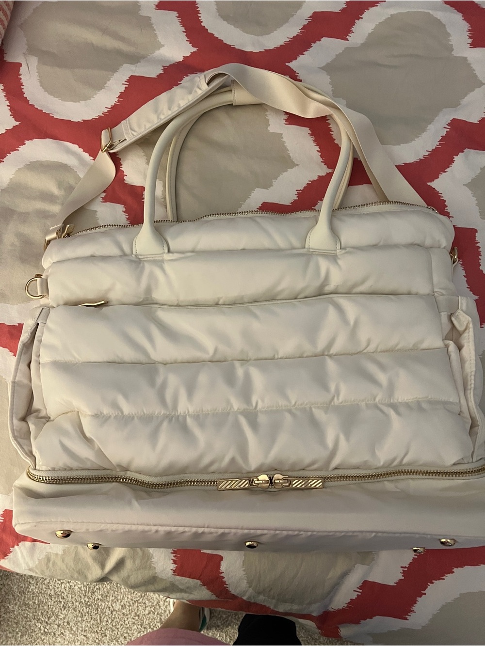 iPack Puffy Travel Tote Bag with Gold Hardware